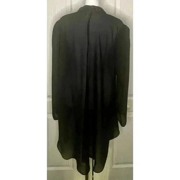 Lori Max II Sheer Jacket Womens Size 12 Black With Black & Burgundy Sequins - Picture 3 of 6